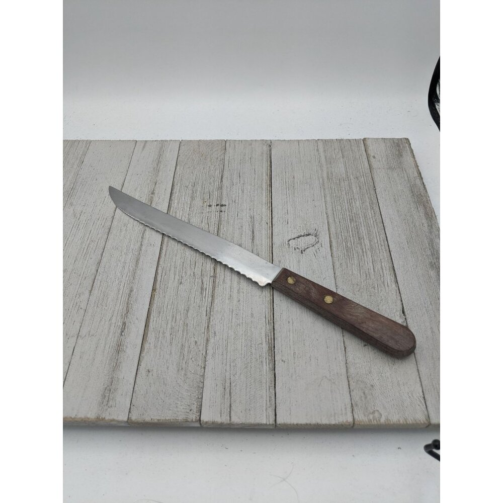 Robinson Knife Co 8” Carving Utility Knife #2 Serrated Wood Handle 12 1/2" Total